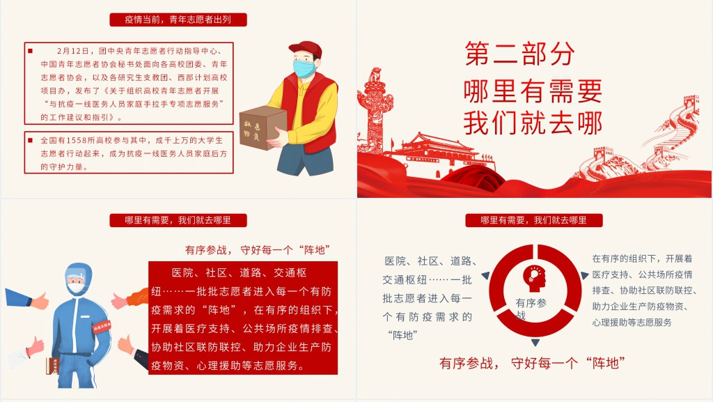 战疫中的志愿红PPT模板