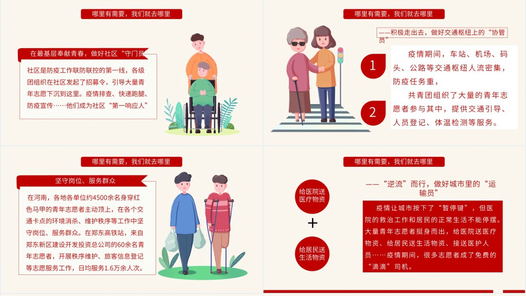 战疫中的志愿红PPT模板