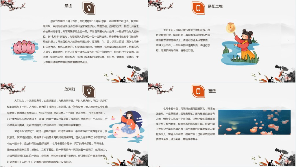 中元节的由来风俗PPT模板 中元节的由来风俗PPT模板