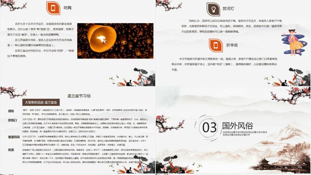 中元节的由来风俗PPT模板 中元节的由来风俗PPT模板