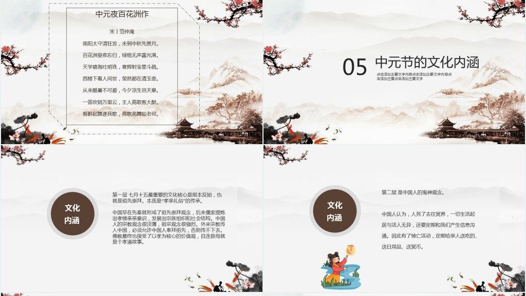 中元节的由来风俗PPT模板 中元节的由来风俗PPT模板