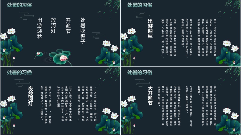 处暑节气与习俗PPT模板 处暑节气与习俗PPT模板