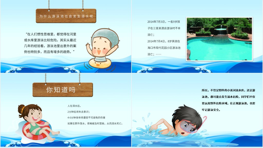 卡通校园防溺水PPT 卡通校园防溺水PPT