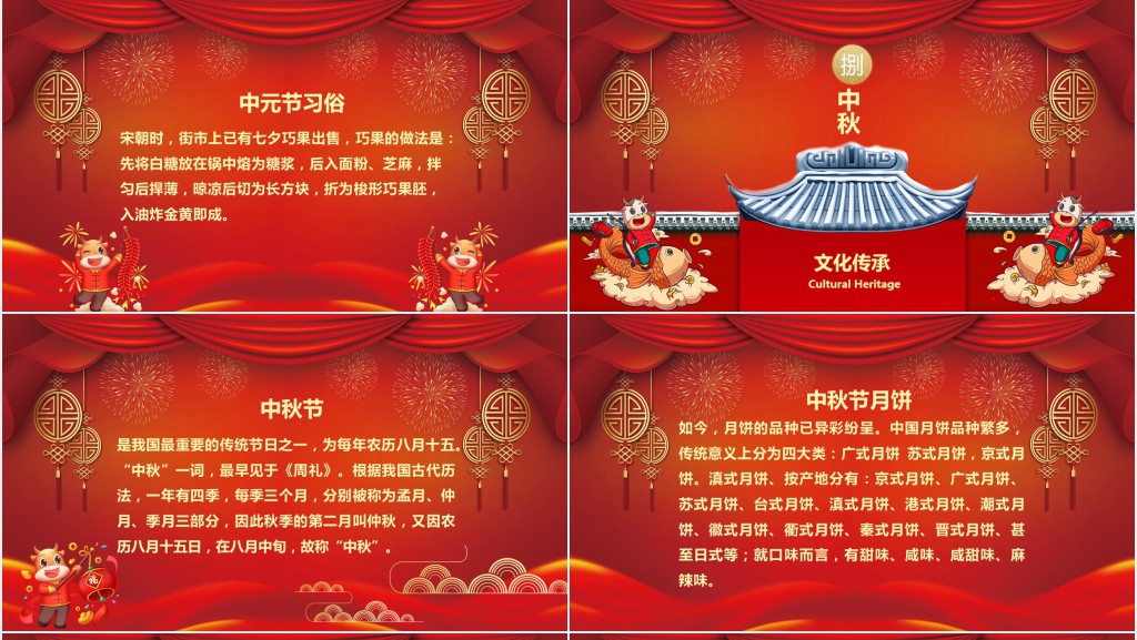 喜庆中国风传统节日文化习俗介绍主题班会PPT课件