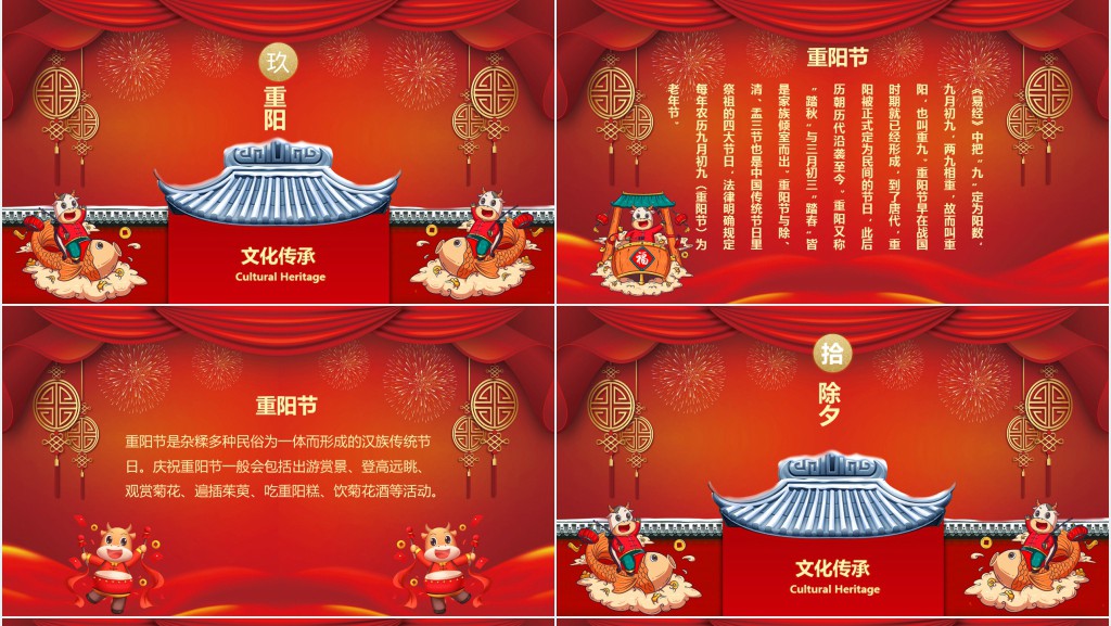 喜庆中国风传统节日文化习俗介绍主题班会PPT课件