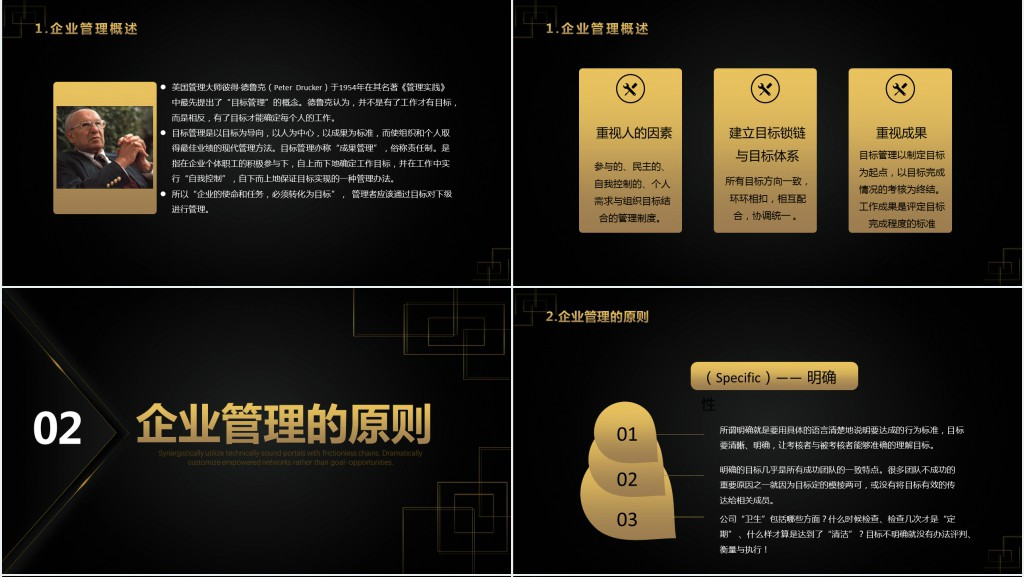 黑金商务风企业管理基础知识教育训练PPT模板