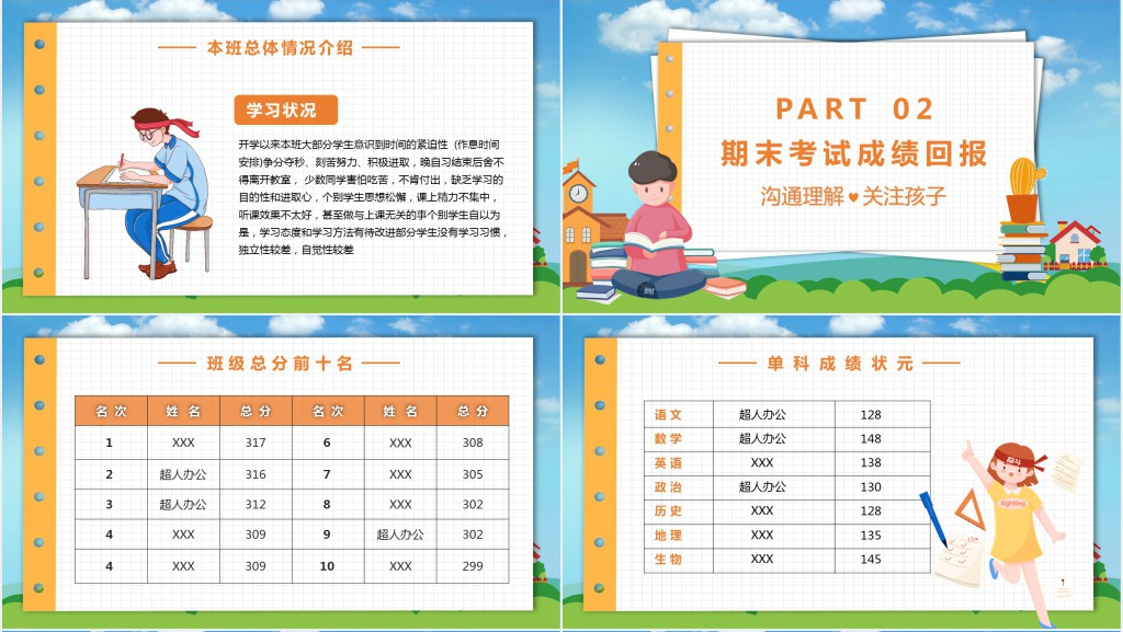 小学期末考试情况家长会PPT模板 小学期末考试情况家长会PPT模板