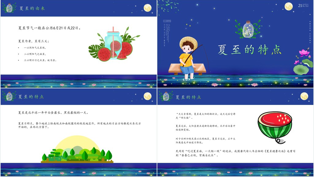 夏至节气的由来与习俗PPT模板 夏至节气的由来与习俗PPT模板