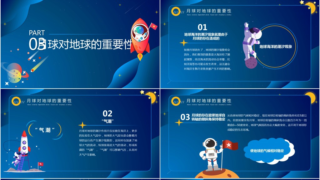 月球人类月球日意义PPT模板