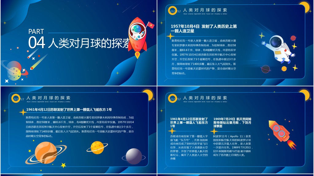 月球人类月球日意义PPT模板