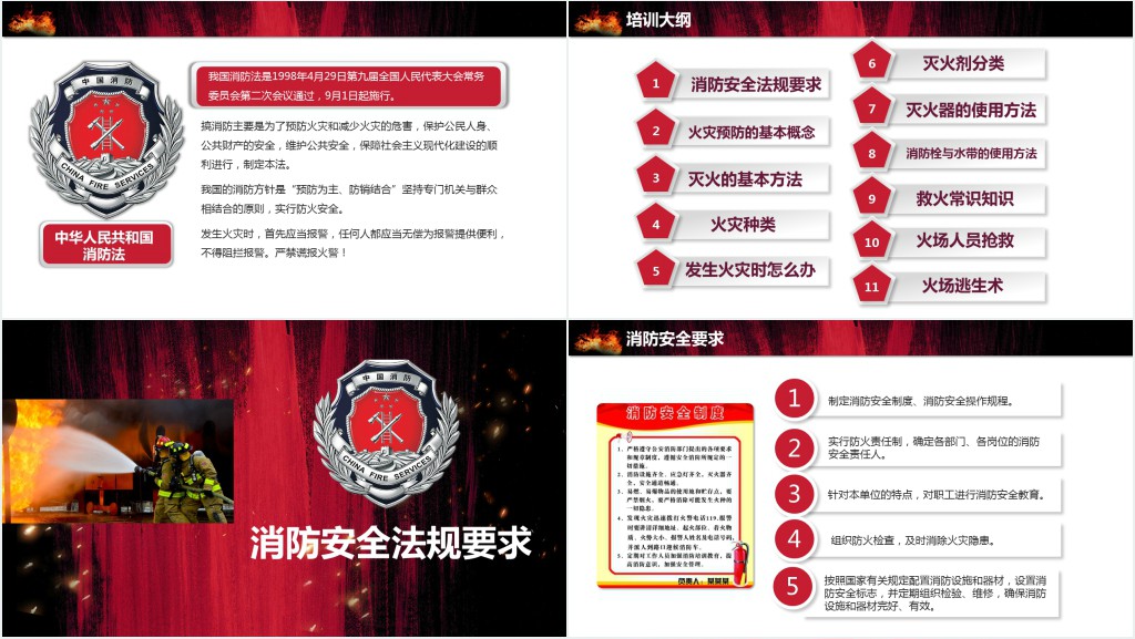 详细的消防培训知识PPT模板 详细的消防培训知识PPT模板