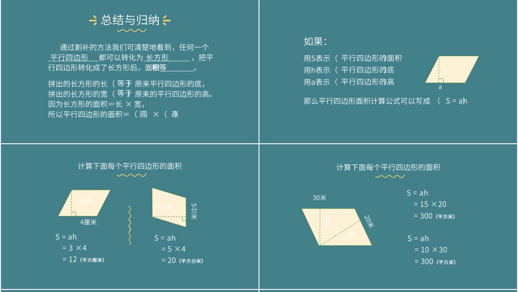 小学平行四边形的面积教学ppt 小学平行四边形的面积教学ppt