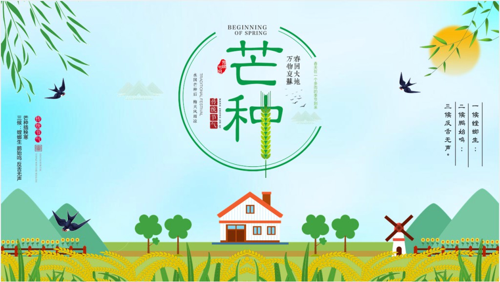 芒种节气的由来及习俗PPT模板截图