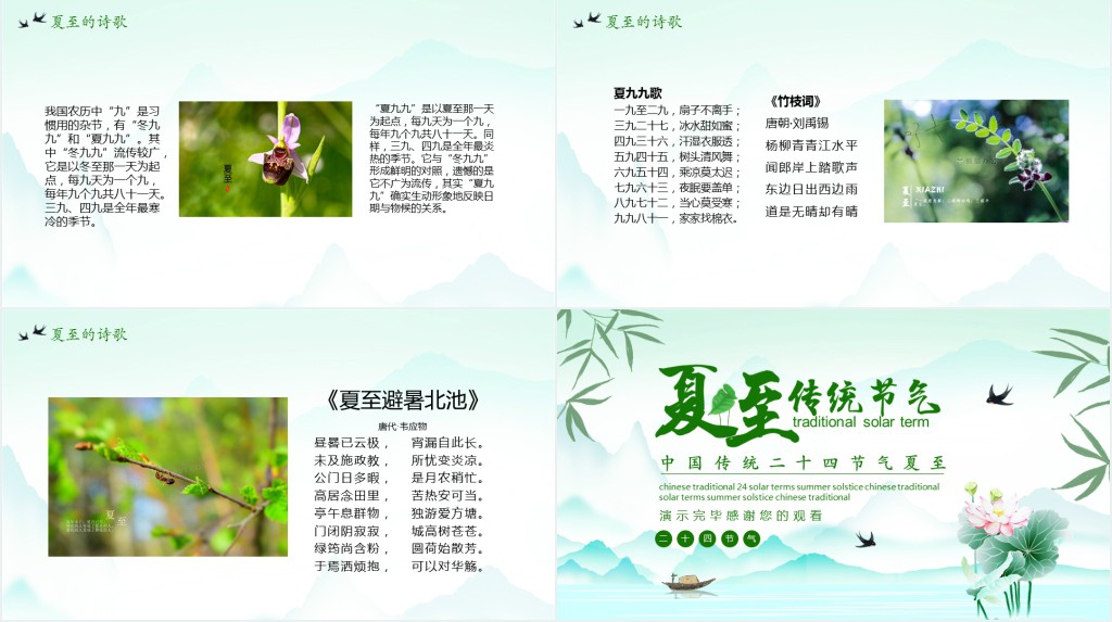 夏至节气由来习俗PPT模板 夏至节气由来习俗PPT模板