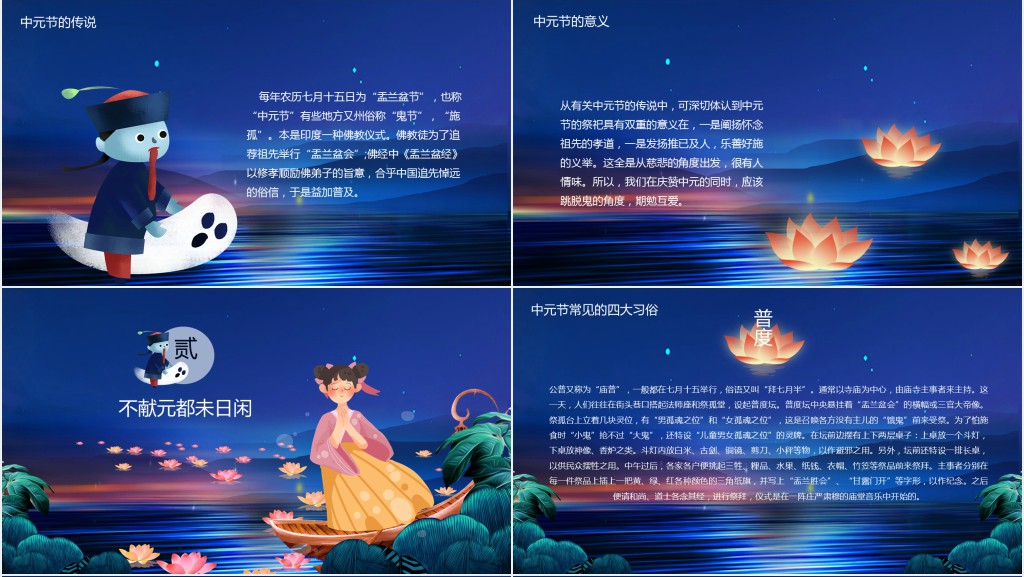 中元节的由来与传说PPT模板 中元节的由来与传说PPT模板