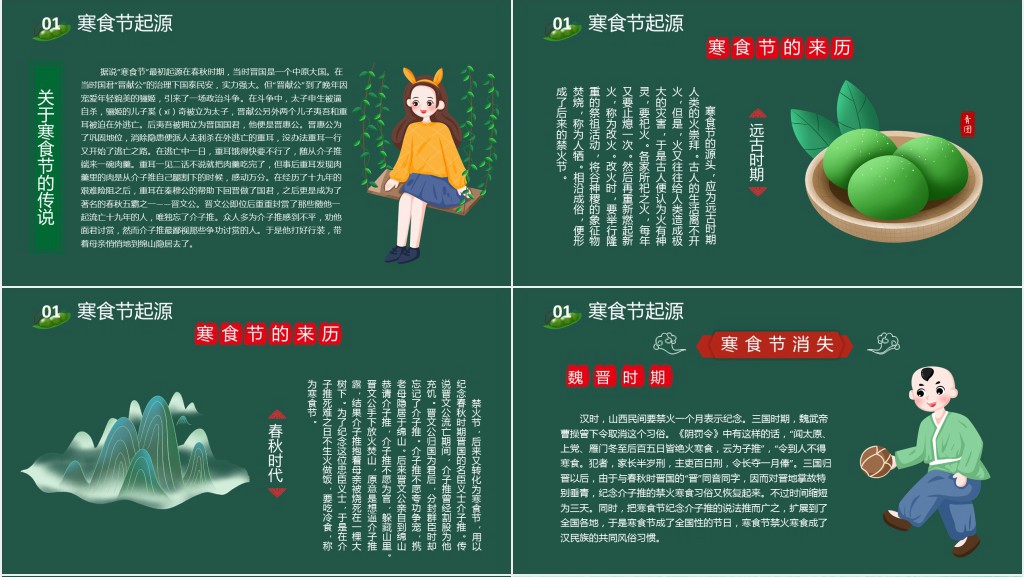 寒食节的来历和习俗PPT模板 寒食节的来历和习俗PPT模板