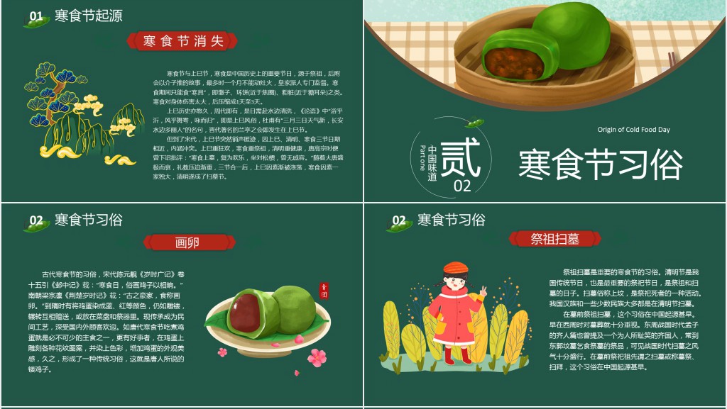 寒食节的来历和习俗PPT模板 寒食节的来历和习俗PPT模板
