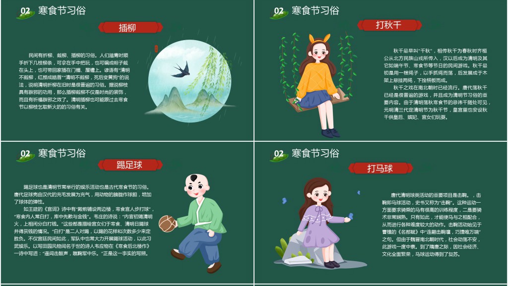 寒食节的来历和习俗PPT模板 寒食节的来历和习俗PPT模板