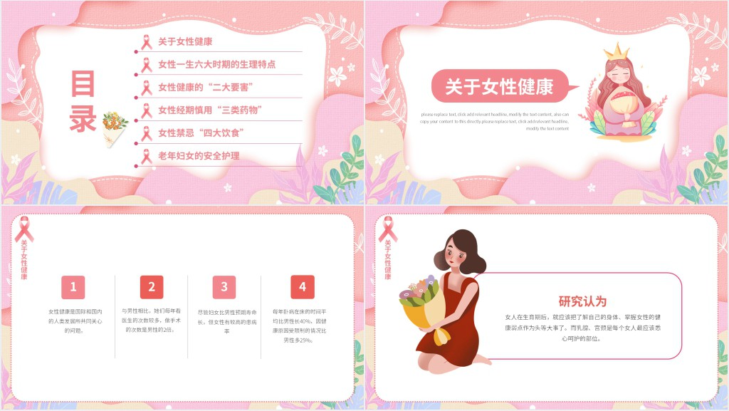 普及科普知识关爱女性健康PPT模板 普及科普知识关爱女性健康PPT模板