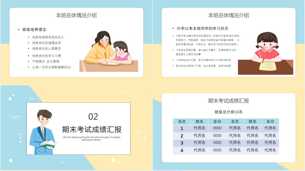 初中期末成绩家长会建议PPT模板