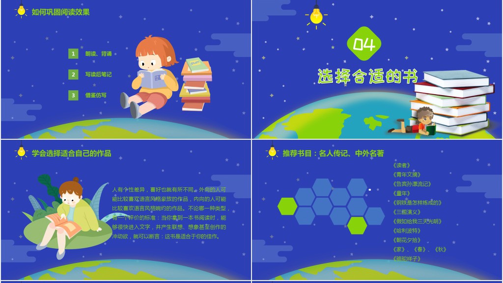 卡通风小学生世界读书日介绍PPT模板 卡通风小学生世界读书日介绍PPT模板