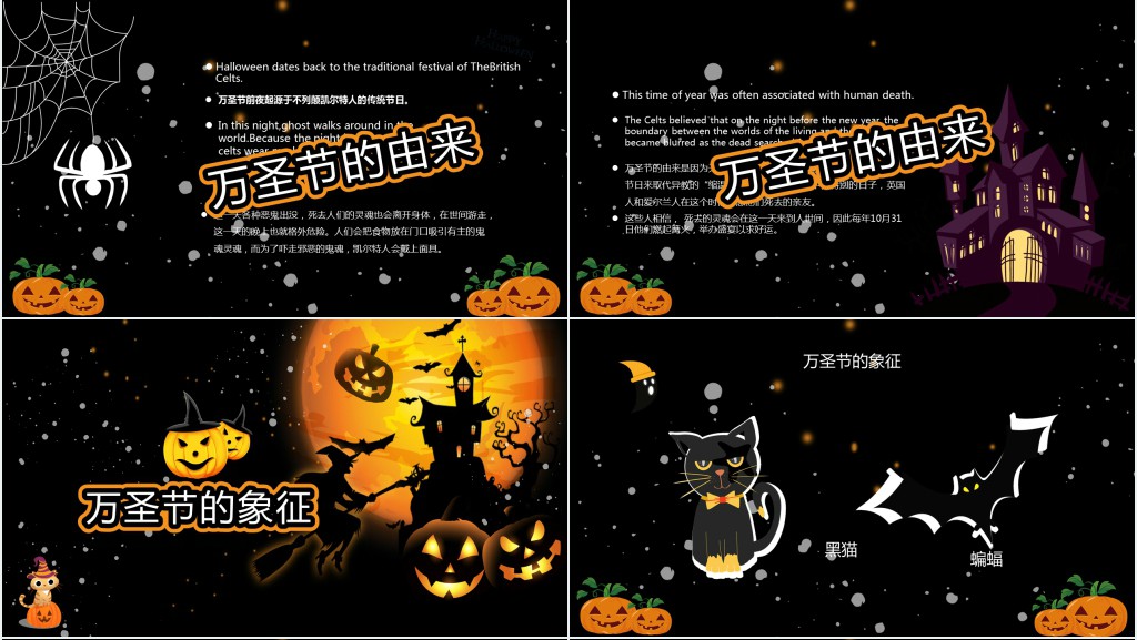 西方万圣节介绍中英文PPT模板 西方万圣节介绍中英文PPT模板