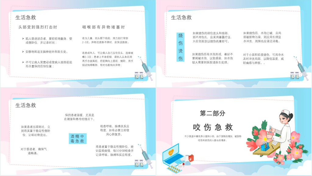 生活中常见急救知识常识PPT模板 生活中常见急救知识常识PPT模板