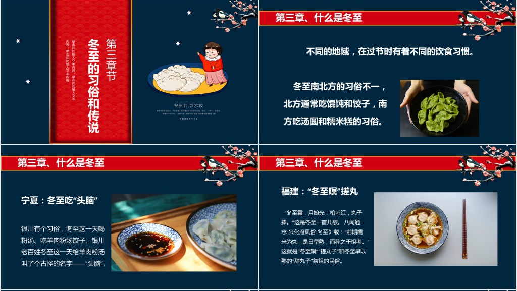 冬至历史习俗演变PPT模板 冬至历史习俗演变PPT模板