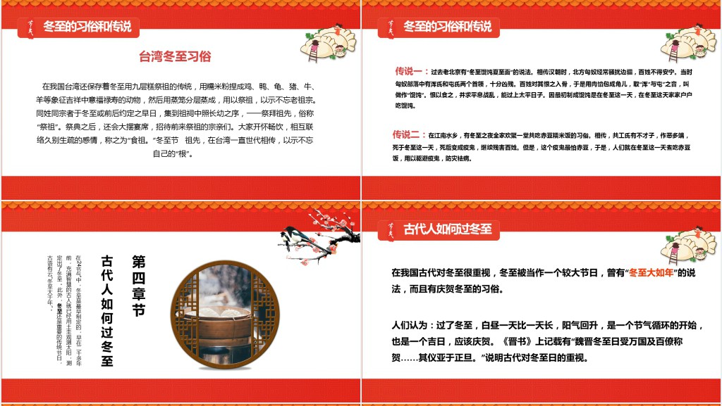 冬至的风俗演变PPT模板 冬至的风俗演变PPT模板