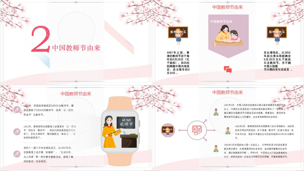 中国教师节的由来与简介PPT模板