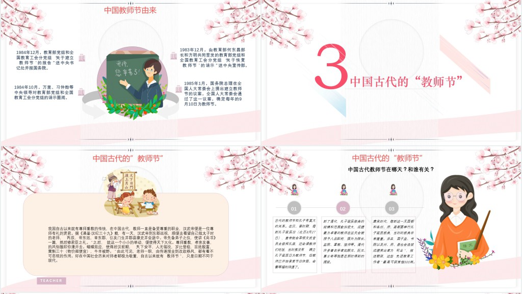 中国教师节的由来与简介PPT模板