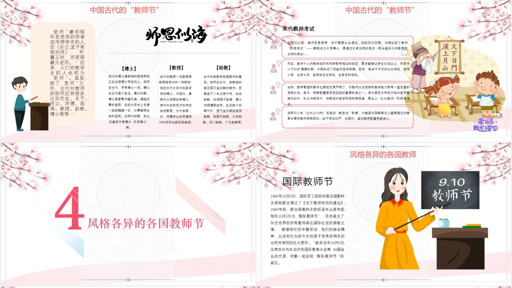 中国教师节的由来与简介PPT模板